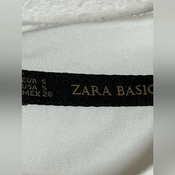 Zara White Minimalist Sleeveless Dress Size S Button-Details Shift - Picture 6 of 10